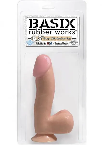 Pipedream Dildos Basix Rubber Works 65 Inches Beige Dong With Suction Cup