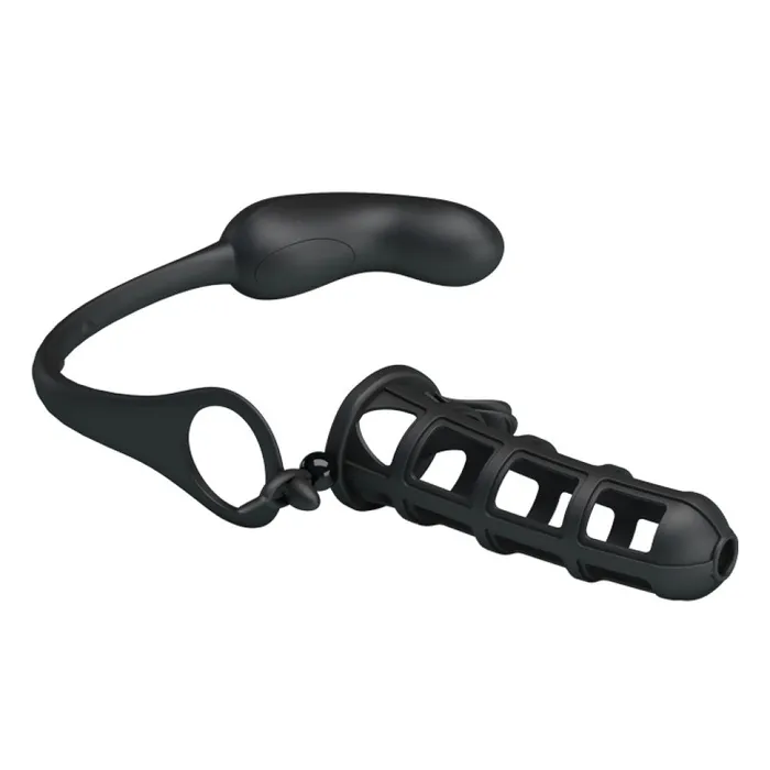 Female Sex Toys Hercules Rechargeable Vibrating Stimulator with Cock Extender Pretty Love
