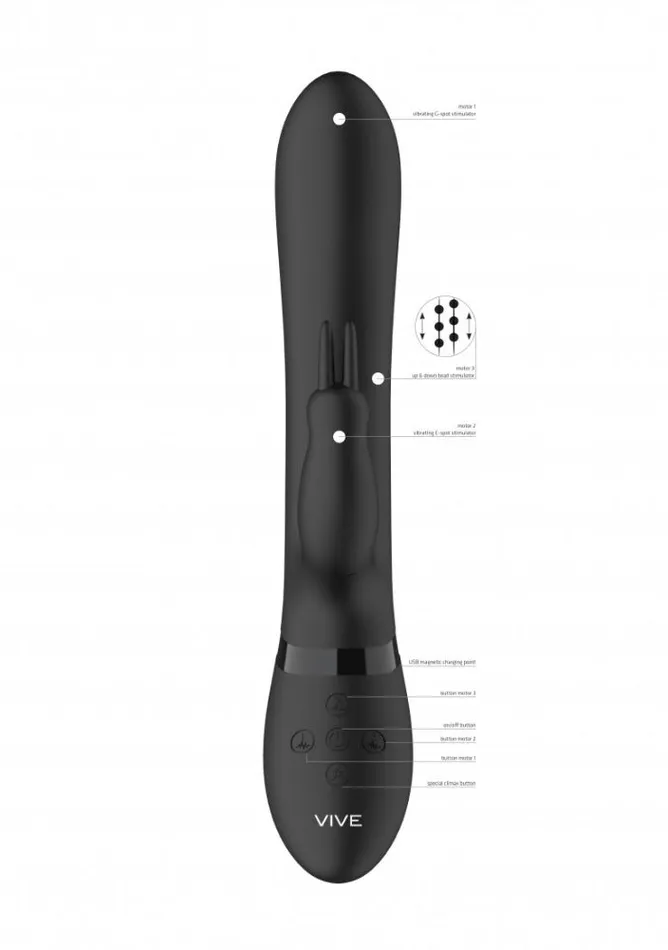 Vive Amoris Rabbit Vibrator with Stimulating Beads Black Shots Toys Female Sex Toys