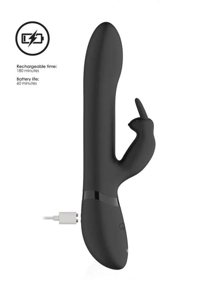 Vive Amoris Rabbit Vibrator with Stimulating Beads Black Shots Toys Female Sex Toys