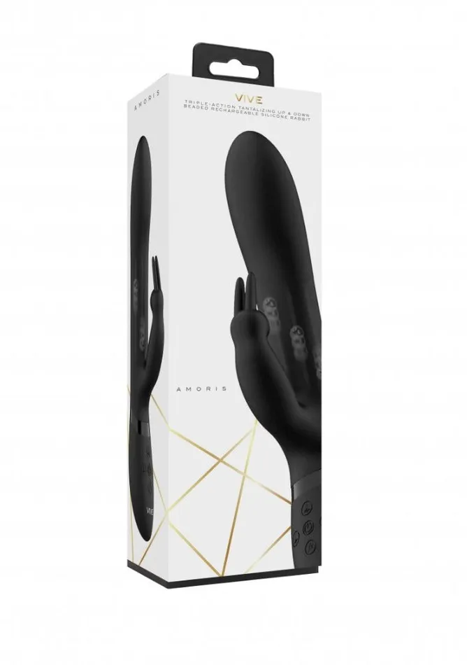 Vive Amoris Rabbit Vibrator with Stimulating Beads Black Shots Toys Female Sex Toys